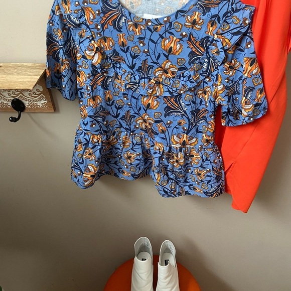 🆕NWT ZARA 100% cotton peplum bohemian top S - Picture 8 of 9